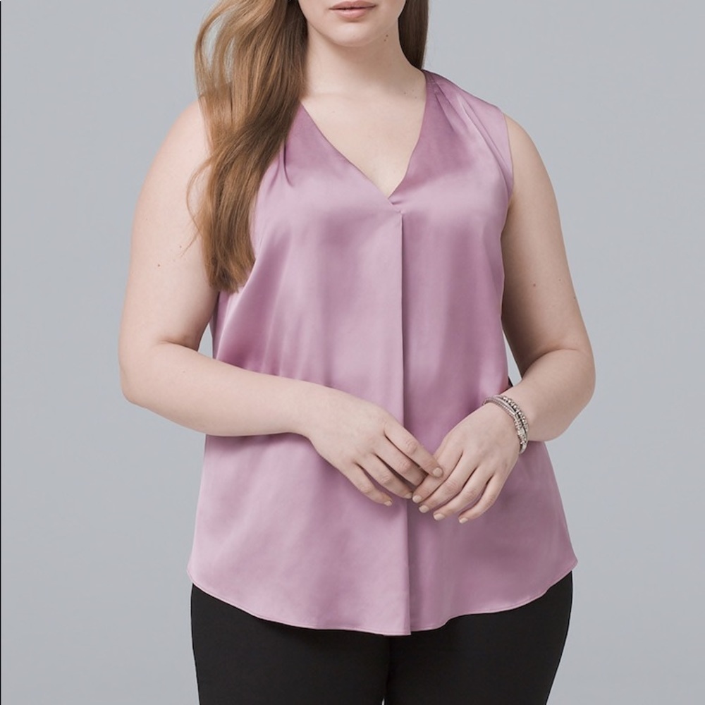 White House Black Market Single Pleat Shell Light Purple NWT 22W